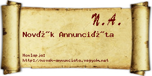 Novák Annunciáta névjegykártya